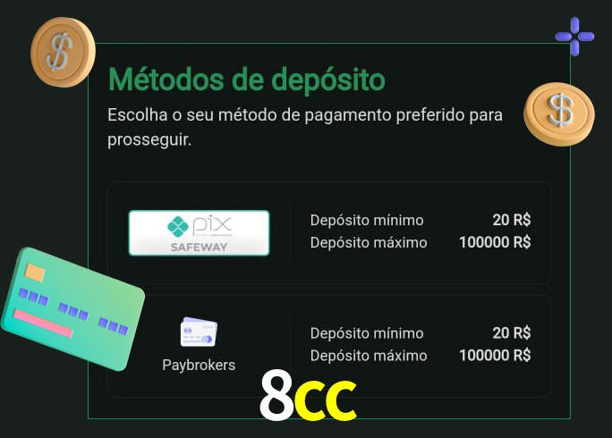 O cassino 8cc oferece uma grande variedade de métodos de pagamento